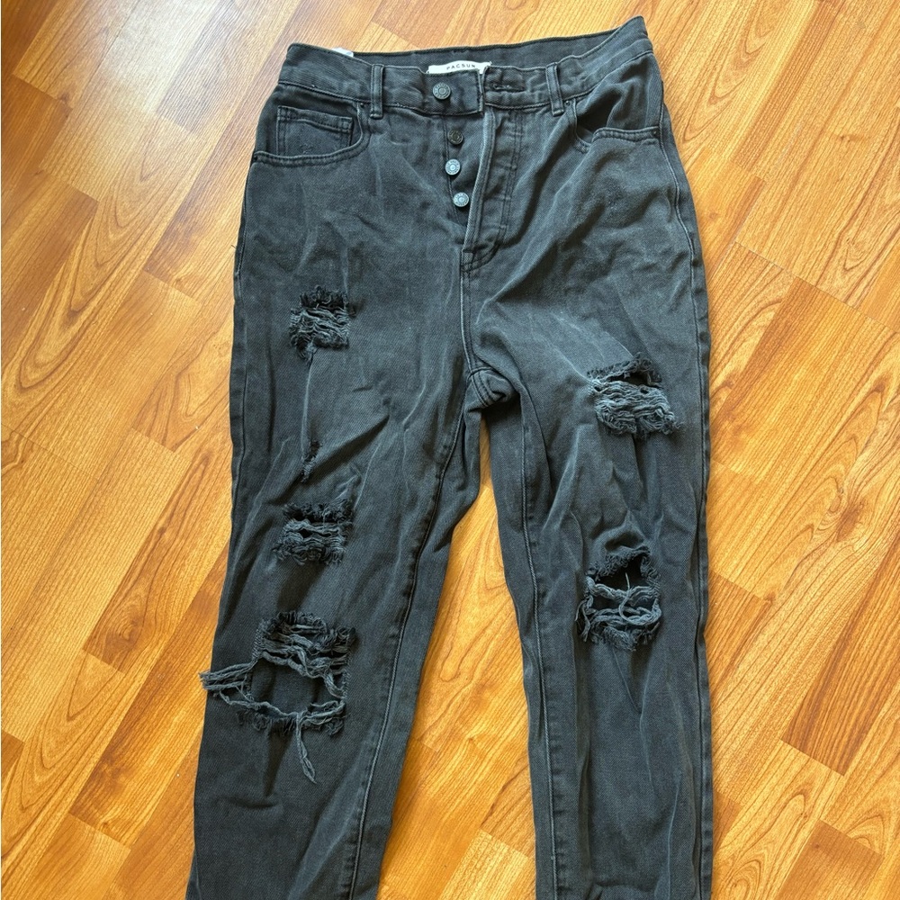PacSun High Rise Distressed Charcoal Jeans